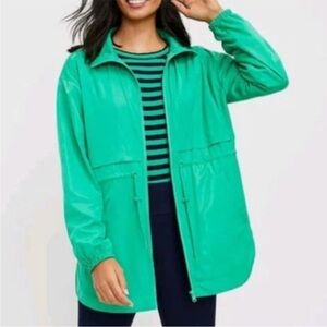 Lou & Grey like new cinch waist anorak jacket sheen fully lined kelly green S